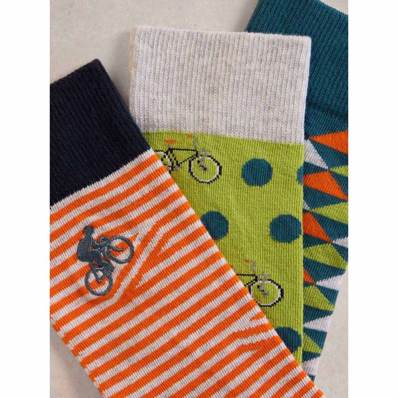 White Stuff Bicycle Geo Socks - 3 Pack image number 1